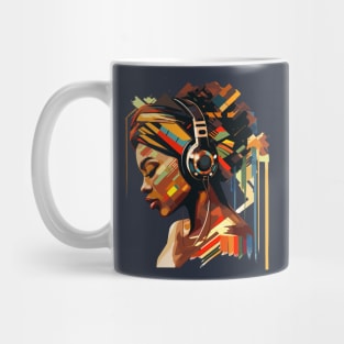 Black Woman Listening To Music Mug